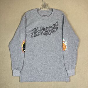 Badwood Sweatshirt Mens Medium Gray Tiger and Panther Print Long Sleeve Thermal‎